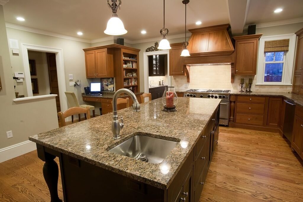 Earthly minimalist kitchen worktops