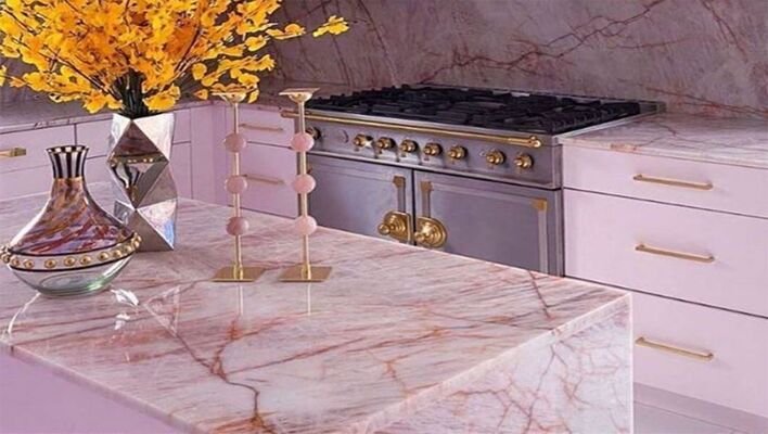 blush pink quartz worktop