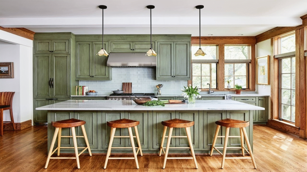Combining Green With Some Warm Wood